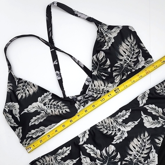 XOXO 2 Piece Tropical Leaf Print Black  Padded Top Bikini Size 3X - Picture 16 of 16